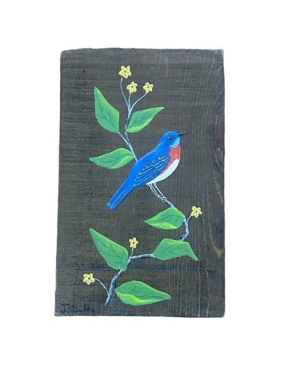 J. Duffy Hand Painted Wooden Bird Art Decor